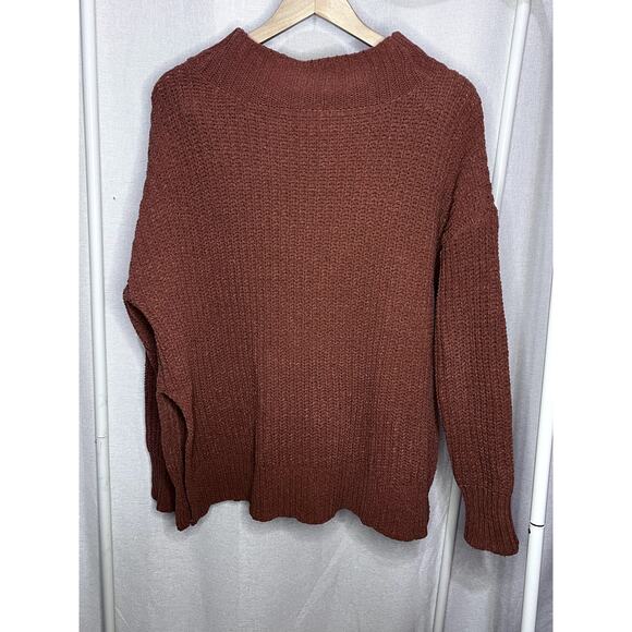 Aerie Burnt Orange Rust Brown Plush Knit Boatneck Cozy Fall Sweater - Picture 6 of 9